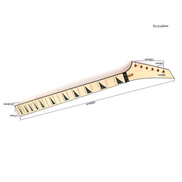 24 fret 25,5 polegadas de substituição guitarra pescoço de tubarão nadadeira Jackson DIY cabeça invertida esquerda mão direita
