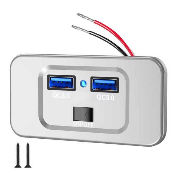 Compact 36Watt QC3.0 Dual 	RV USB Charging Station With Switch For Multi Vehicle