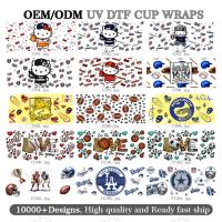Logotipo personalizado Hello Kitty UV DTF Transfer Cup Wrap Stickers para tumblers de vidro e bolas de esportes de rugby