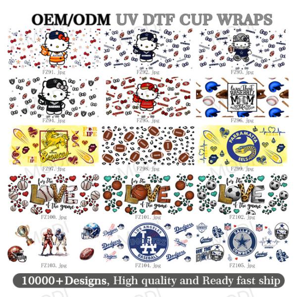 16oz Baseball Sports Theme UV DTF Transfer Glass Cup Stickers