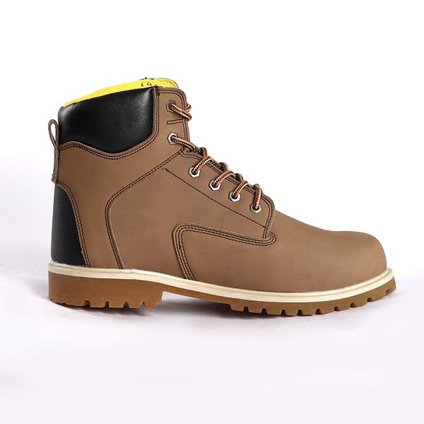 Steel Toe Goodyear Safety Shoes with Shock Absorbing Function and Breathable Nubuck Cow Leather