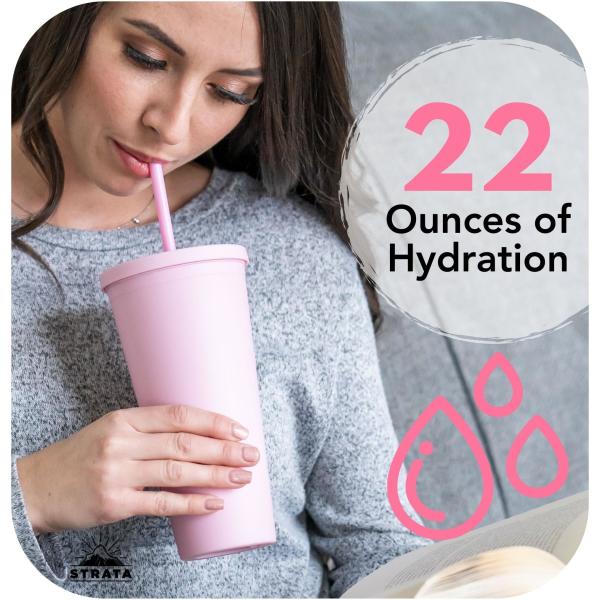 22 Ounces Colorful Iced Coffee Travel Mug With Straw Personalized Plastic Tumblers For Parties Birthdays Leak Proof Splash Proof And Easy To Clean