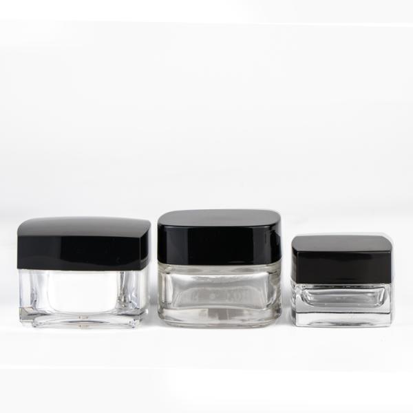 20g 30g 50g Square Acrylic Small Plastic Makeup Containers With Black Screw Lid