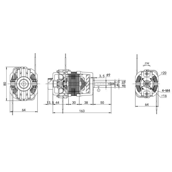 Professional Treadmill Machine AC Motor 76mm with Customized Shaft 9000rpm 110v 220v