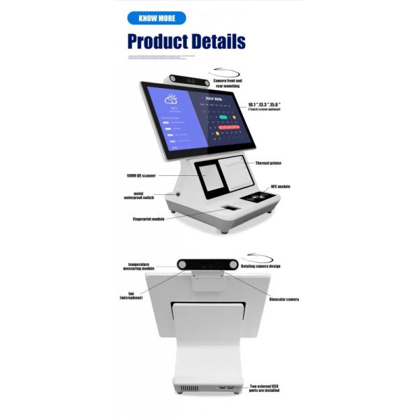 Desktop Self Checkin Kiosk with 10-Point Capacitive Screen Android or Windows Custom Optional and WiFi Communication for Visitor Management