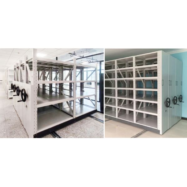 Electric Mobile Shelves Racking Hand Cranked Cargo Mobile Shelving Compact Movable Shelving High-Density Shelves
