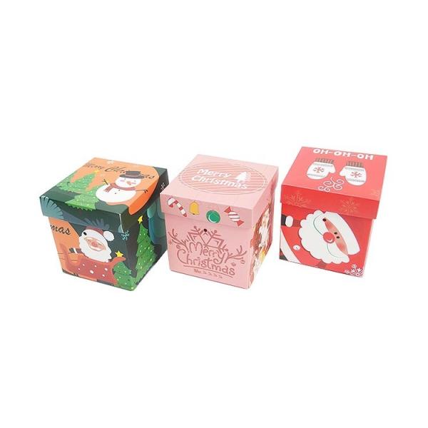Outras Artesanato de Presentes Decoração de Natal Impressa Personalizada Cartão Caixa de Embalagem de Papel de Presente Com Cobertura E Base