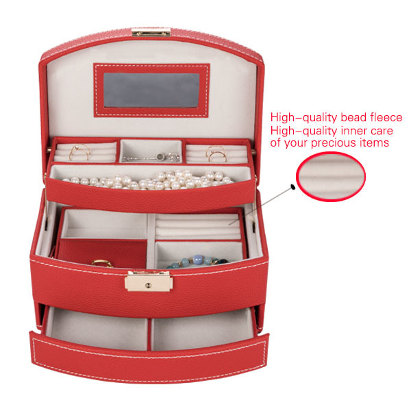 Free Logo Leather Luxury Jewelry Case Organizer Box PU leather jewelry storage box