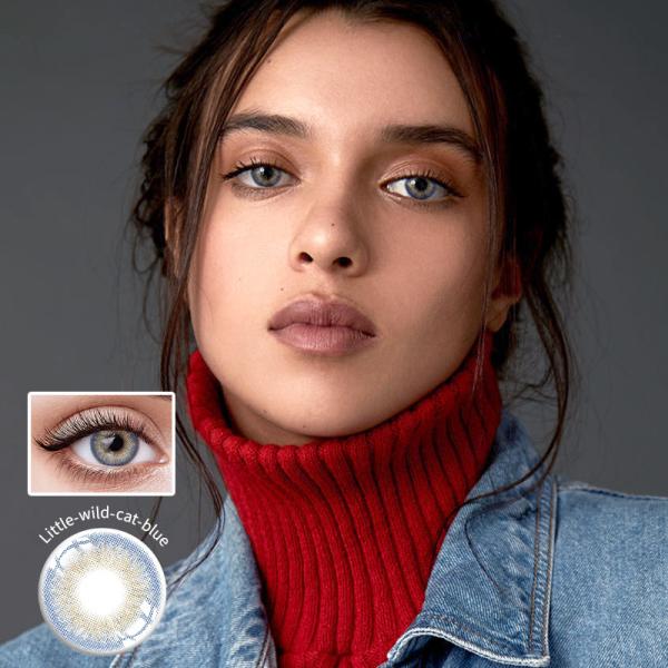 Контакты рецепта маленьких диких контактных линзов зеленого цвета Брауна кота янтарных голубые