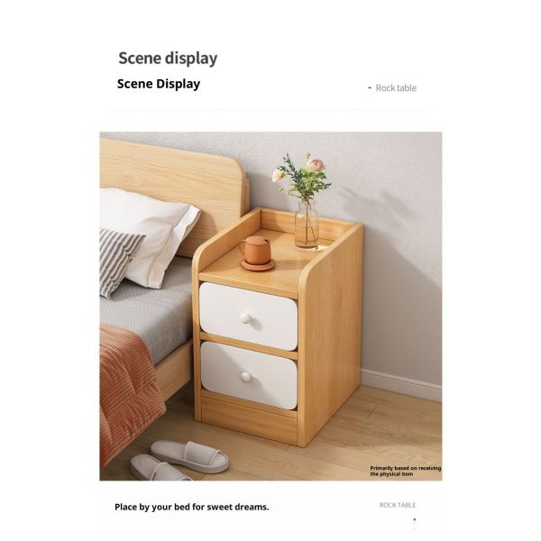 Modern Apartment Bedside Cabinet with 2 Drawers Multi-Functional Wooden Nightstand for Bedroom Storage