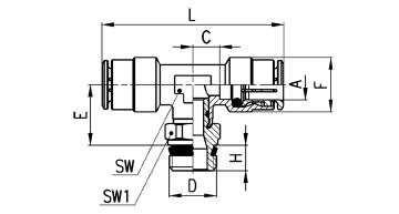 S6430 Series Pneumatic Pipe Fittings Swivel Male Tee Sprint Nickel Plated Brass