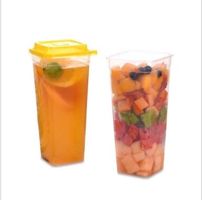 Dos copos plásticos dos PP da bolha do quadrado 24Oz 500ml Boba única parede