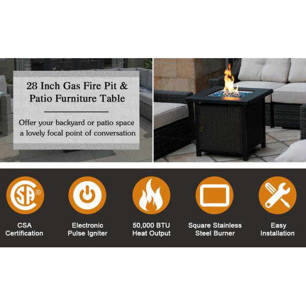 Crater Rectangle Tabletop Fire Pit 28 Inch Steel With Cover Lid