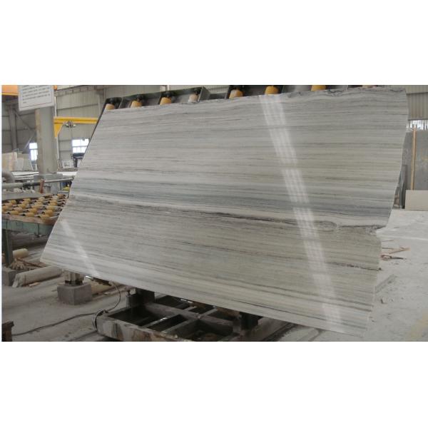 White Wooden Vein Grey Marble Stone Countertops 2cm Thickness Big Slab