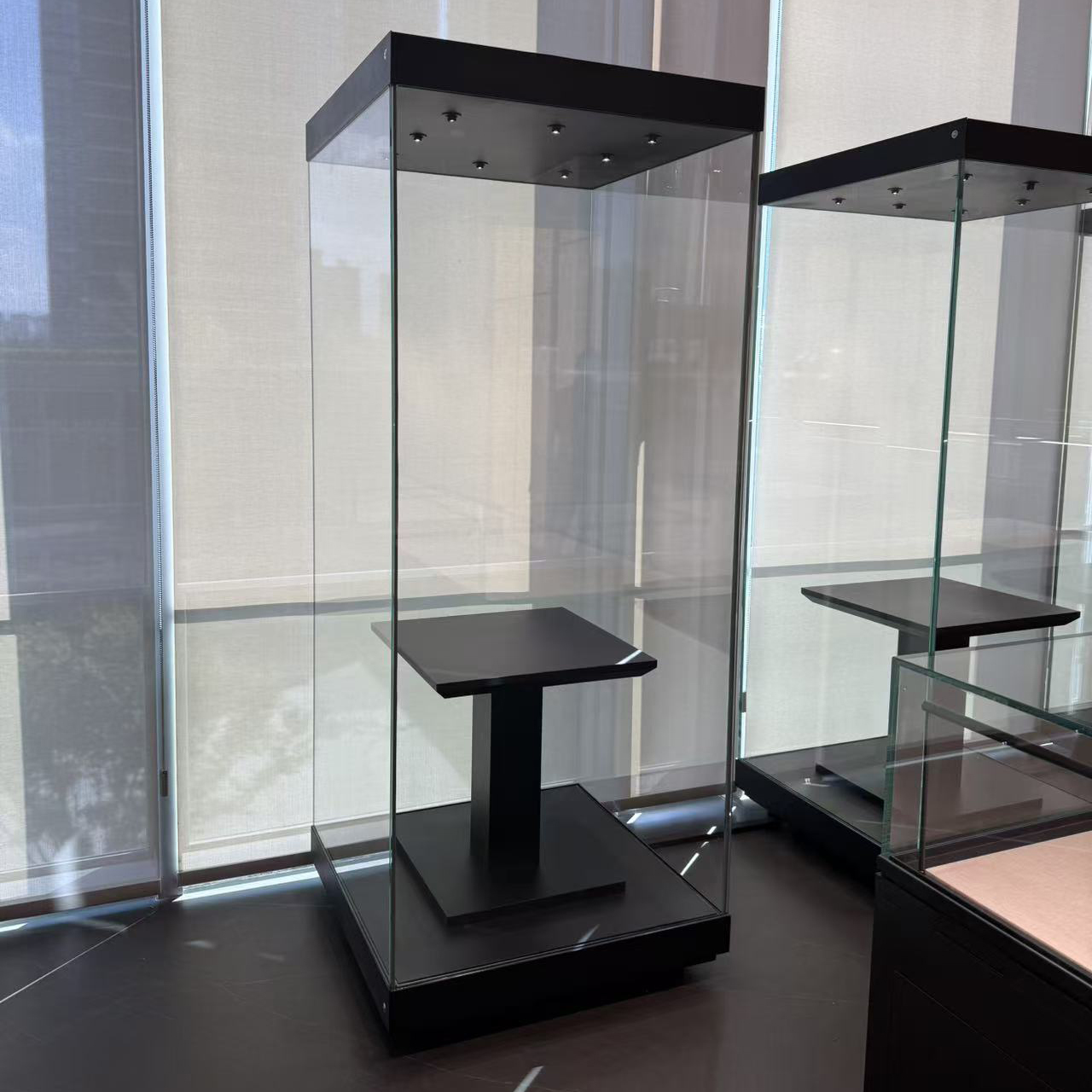 Smart-Lighting Artifact Display Cabinet with Dimmable LED Frameless Showcase for