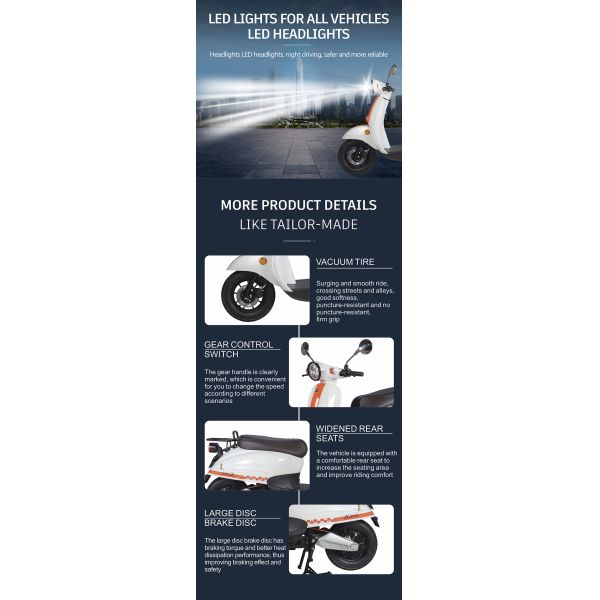 Smart Electric Motorcycle Scooter E Moped 60km-65km 68KG ODM