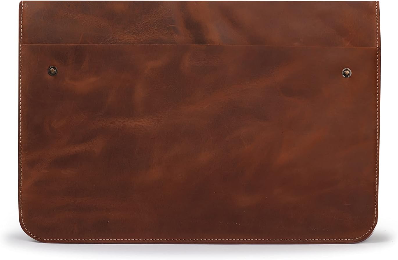 Top Grain Leather Bag Laptop Sleeve for MacBook Pro Air 14 13 Inch Genuine Leather Laptop Bag for M2 M4 Tablets Computers