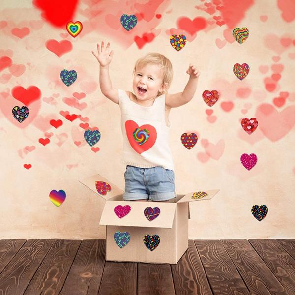Gift Craft 1.5 inch 500pcs/roll Striped Heart Shaped Love Gay Pride Rainbow Heart Ribbon Sticker