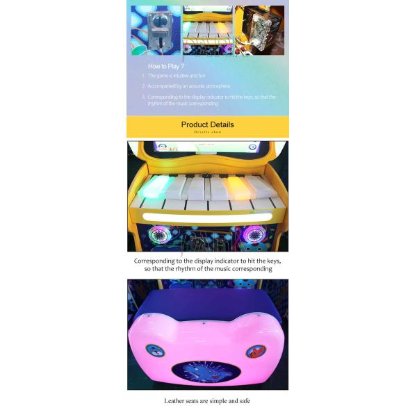 Fiberglass And Plastic Coin Operated Arcade Machines / Little Pianist Coin Pull Amusement Game Machine