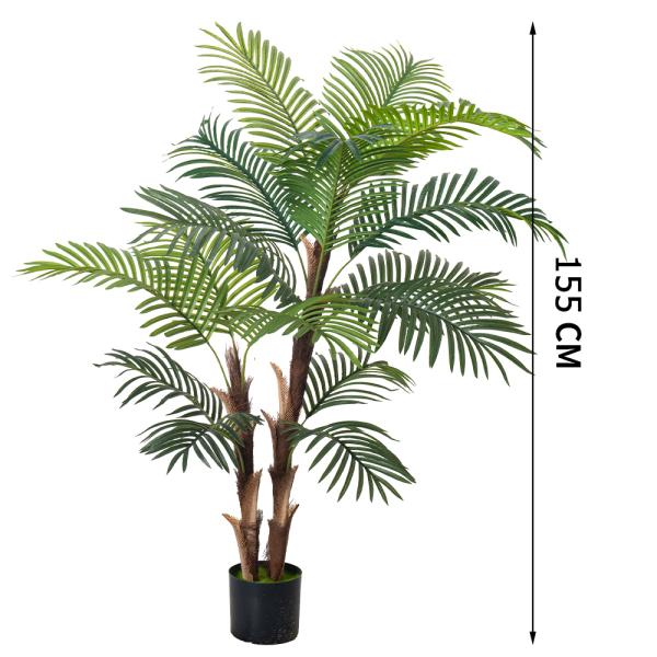 Artificial Palm Tree 6FT, Fake Tree with Realistic Fiber Trunks , Faux Tropical Areca Floor Plant in Pot, Artificial Silk Plant for Home Decor Office Decor Indoor