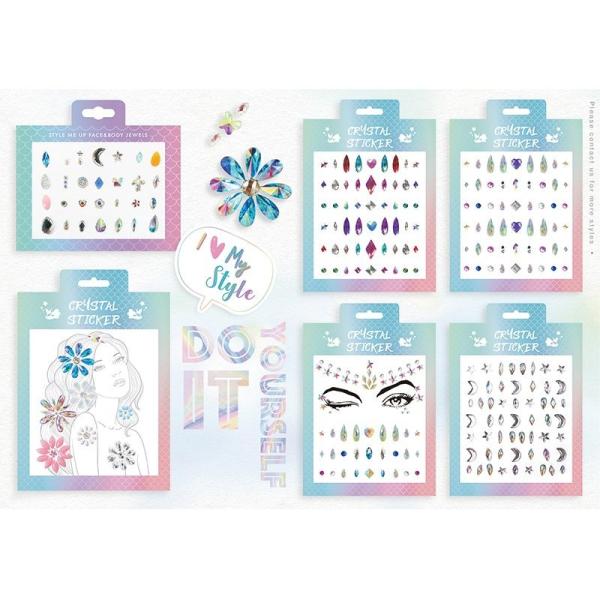Customizable Design Dazzling Crystal Face Sticker For Body Decoration