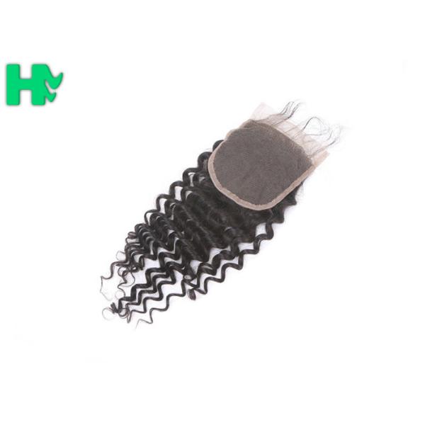 100% Human Hair Closure Deep Wave , Natural Black Brazilian Lace Closure
