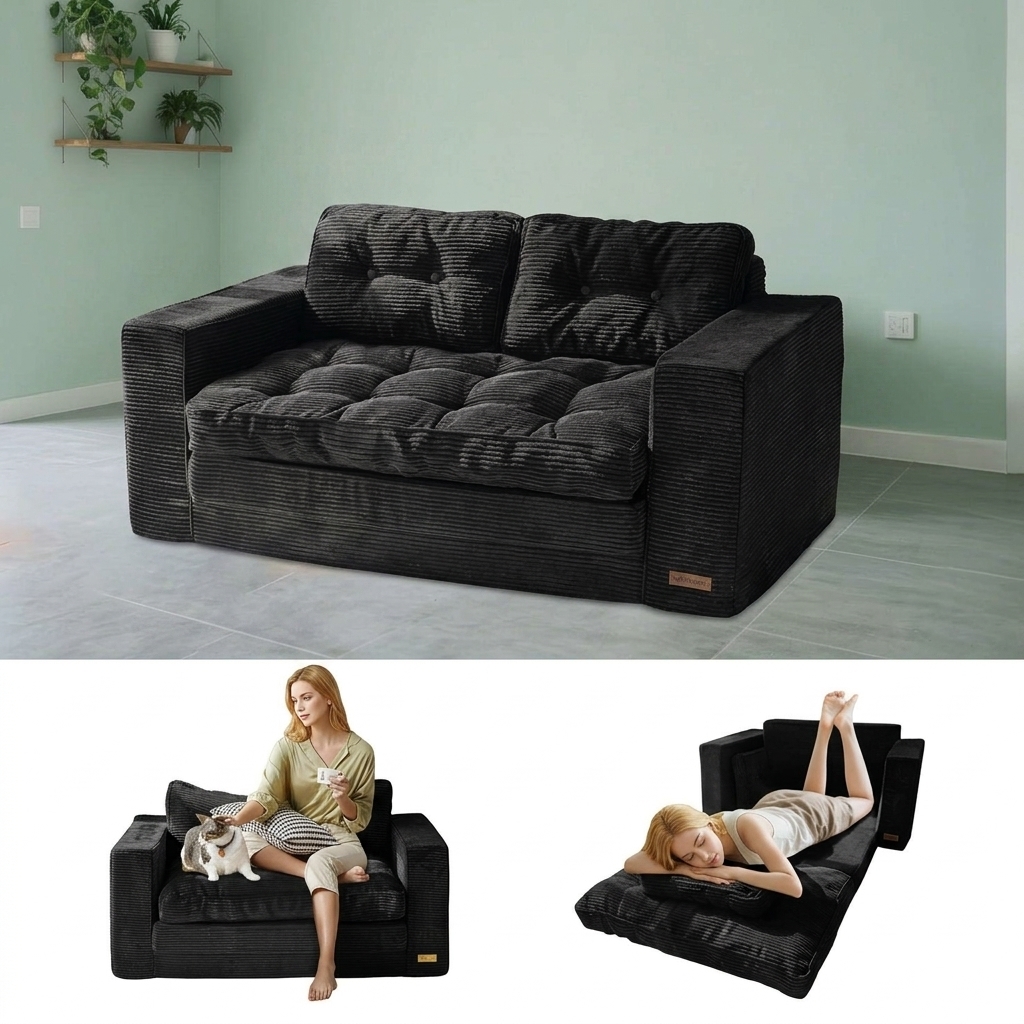 Modern Two Seat Comfortable Extendable Modular Sofa Convertible Bean Bag with Vacuum Compression Foam Fill for Living Room Hotel