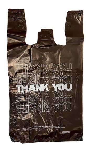 Saco de plástico material do HDPE, obrigado que o t-shirt realiza o preto dos sacos 18 mícrons – 500 sacos pelo caso
