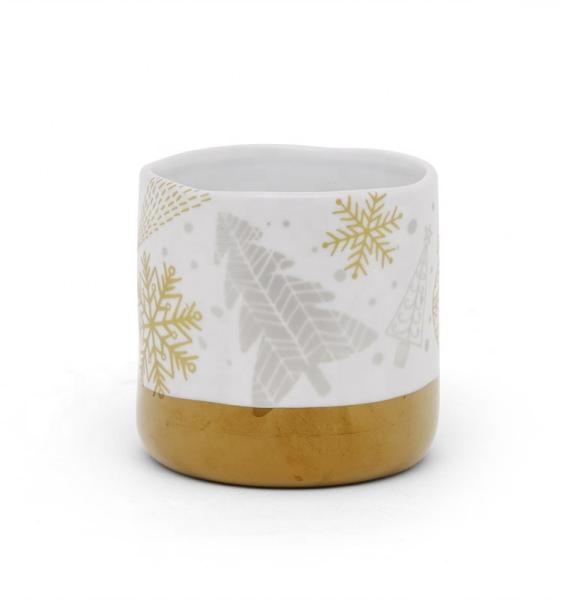 Taça de Natal Cerâmica Taça de Chá Taça de Café Eletroplata Porcelana Decal Branca Dourada
