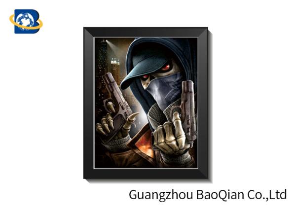Grimace Theme 3D Lenticular Pictures With Black Plastic Frame / Lenticular Photo Printing