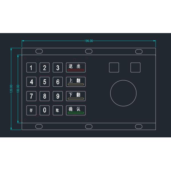 Клавиатура нержавеющей стали промышленная с трекболом для Атм/киоска