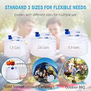 Portable Water Storage Jug, Water Carrier, Foldable Canteen, Outdoors BBQ Camping Hiking