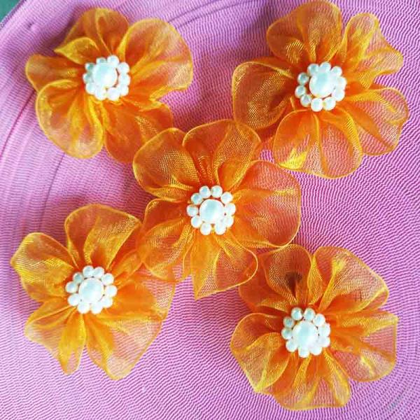 Pretty Korean Sheer Ribbon Flowers Garment Craft Handmade Flowers For Girls Dress