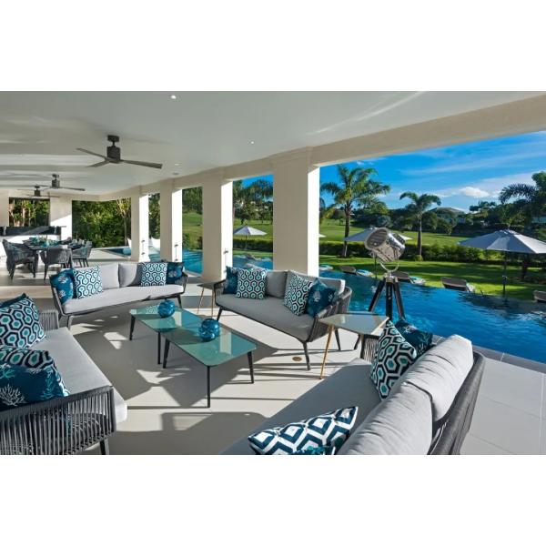 Outdoor Furniture Sofa Set Woven Rope And Aluminum 1+2+3 Seats Garden Sofa