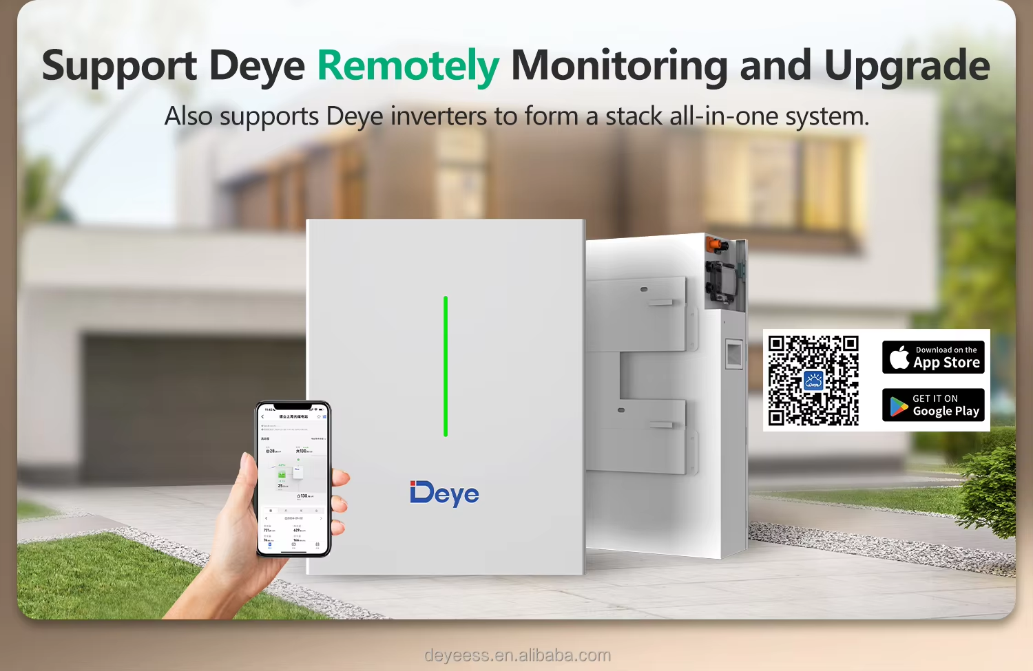 Deye RW-F10.2 LiFePO4 Lithium Ion Energy Storage Battery Wall-Mounted Solar Power System with Lithium Batteries