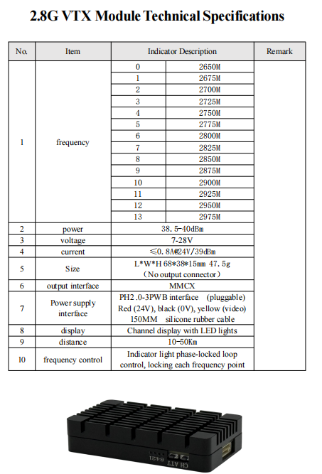 2.8GHZ Long Range Video Transmisster 13 Channels VTX For Drone With Low Latency