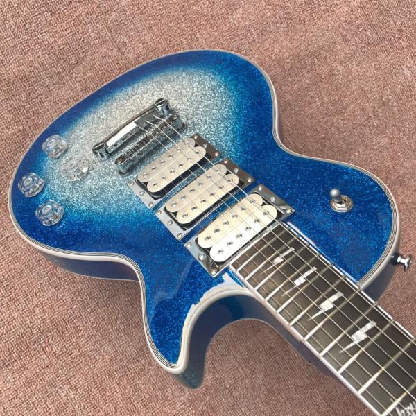 New high quality big silver powder silver hardware 3 pickup trucks and 6 strings electric guitar