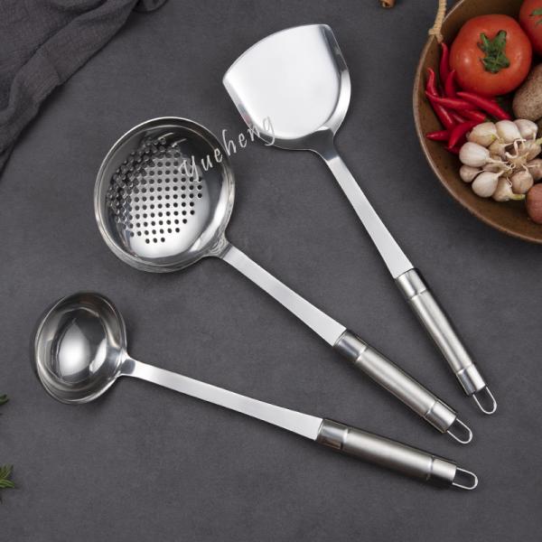 Stianless steel Slotted skimmer soup scoop for kitchen  cooking tool