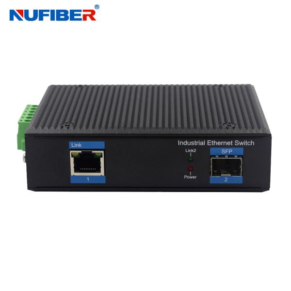 Din Rail 10/100/1000M Fiber To UTP Converter 24V Unmanaged Industrial Switch