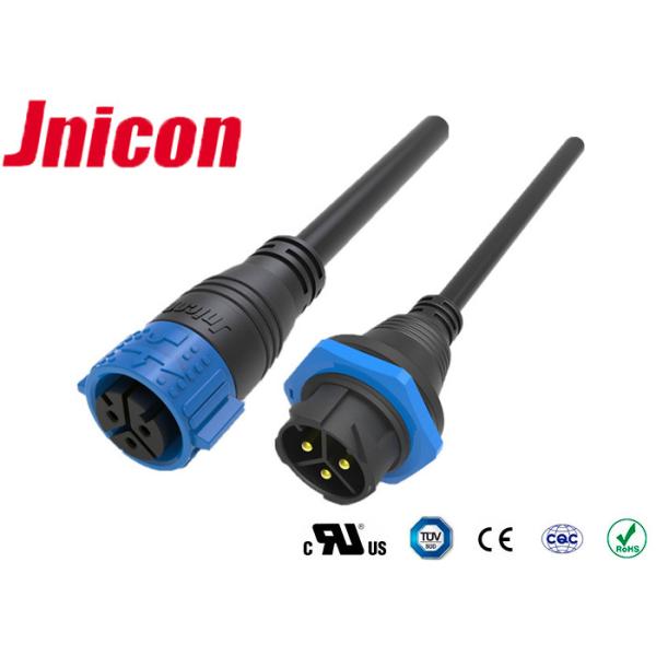 Three Pin Power High Current Waterproof Connectors Molded Cable IP67 For Electric Equipments