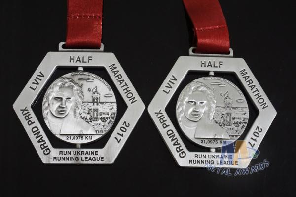 Spinning Sports Running Award Medallions , 5k 10k Marathon Custom Race Medals