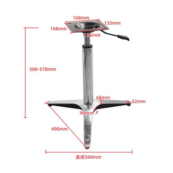 Aluminum Alloy Office Chair Metal Base 3 Star-shaped With Diameter Of 560mm
