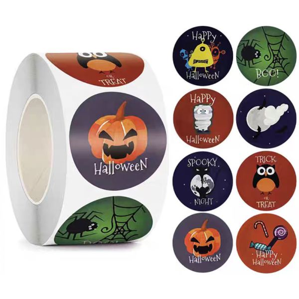 1Inch Removable Cute Holiday Round PVC Label Sticker Decals Roll