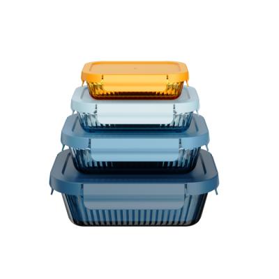 Color Sprayed Stackable Glass Food Containers With 4 Lock PP Lid
