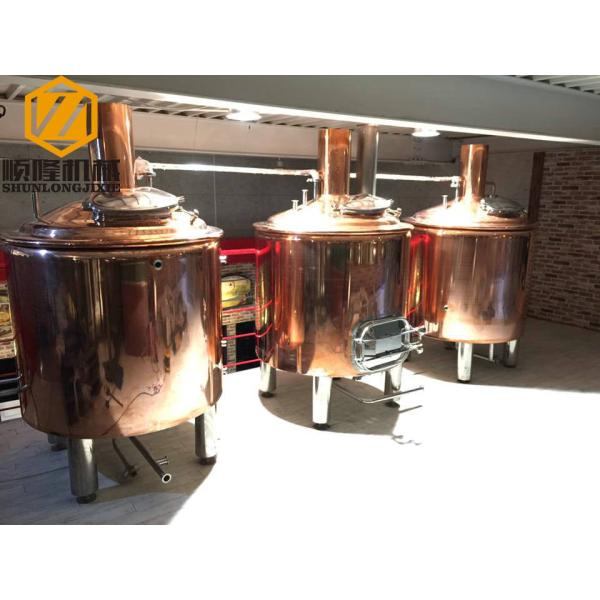 500L Brewpub And Micro Brewery Equipment Three Vessles Red Copper Material