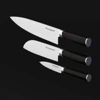 Ensemble de 3 couteaux Cerasteel (3,5''Paring, 6''Santoku, 8''Chef) avec manche en bois noir Pakka