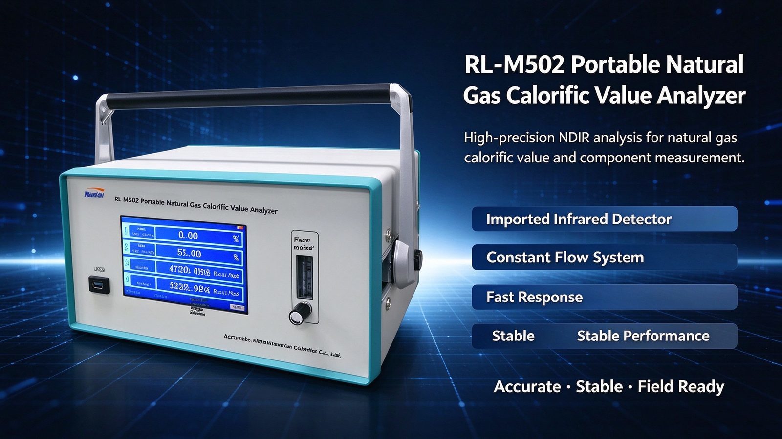 Portable Metal Calorific Value Multi Gas Analyzer CO2 CH4 DP CnHm Natural Gas Detector