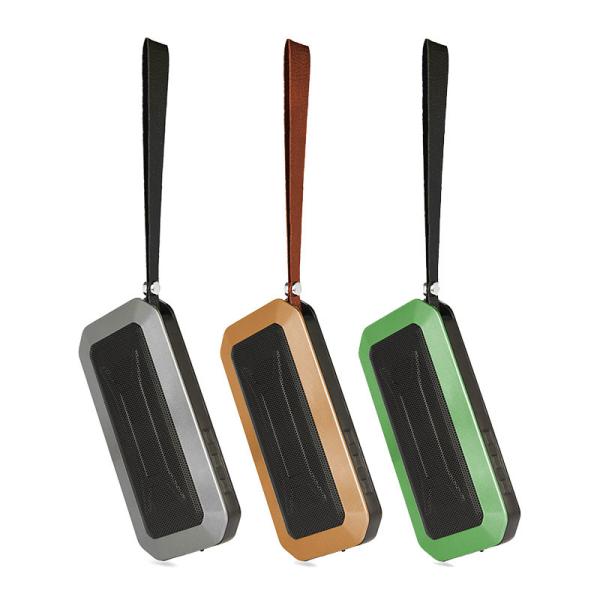 Portable ultra-slim mini bluetooth speaker with leather strap,IPX5 waterproof outdoor speakers