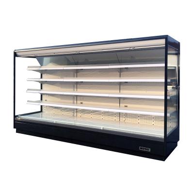 Refrigerador frio da exposição do alimento, congelador aberto para vitrinas do supermercado