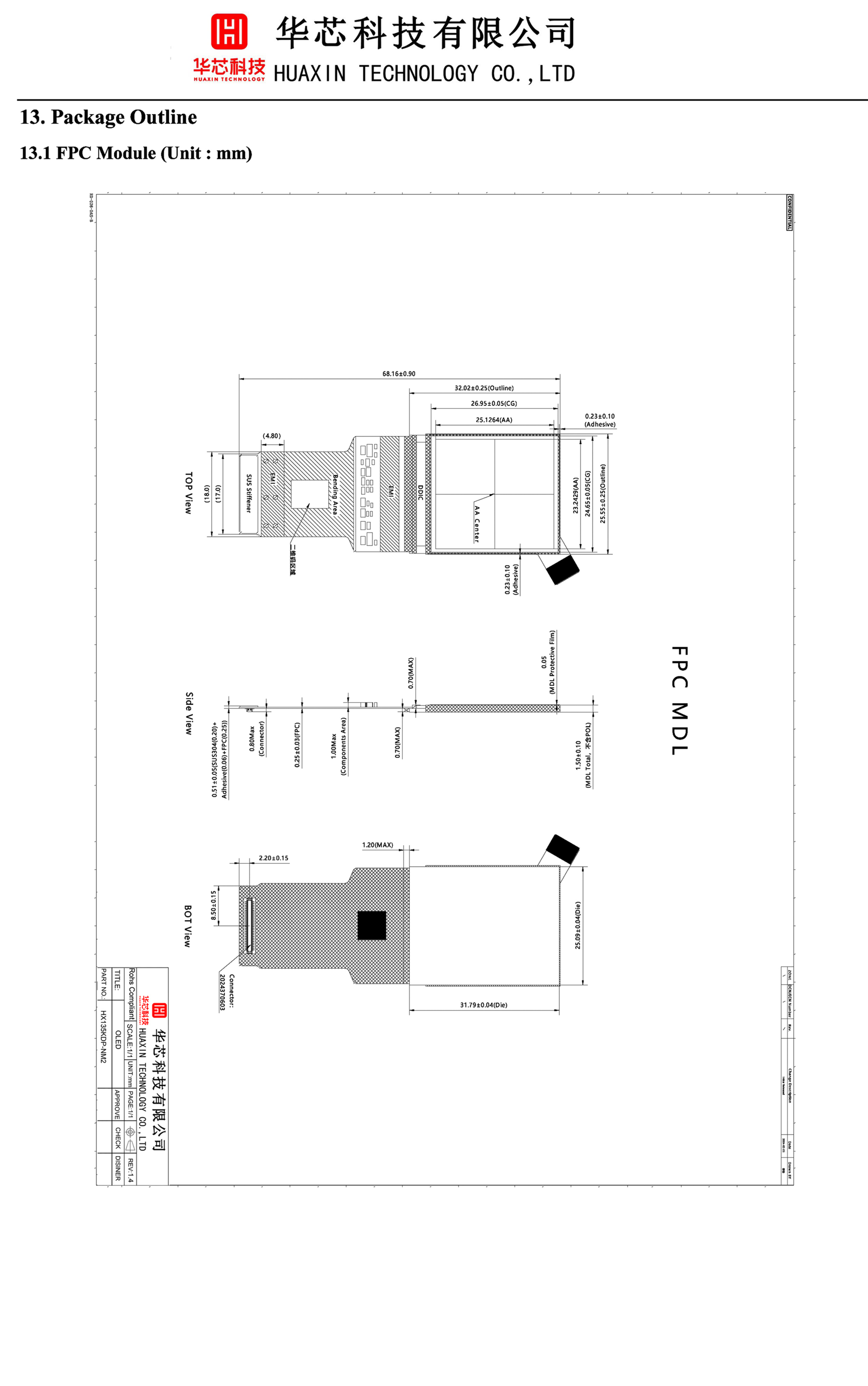 1.35 Inch Micro OLED Display with 1200 C/D Brightness MIPI+SPI Interface and Silicon-Based Technology